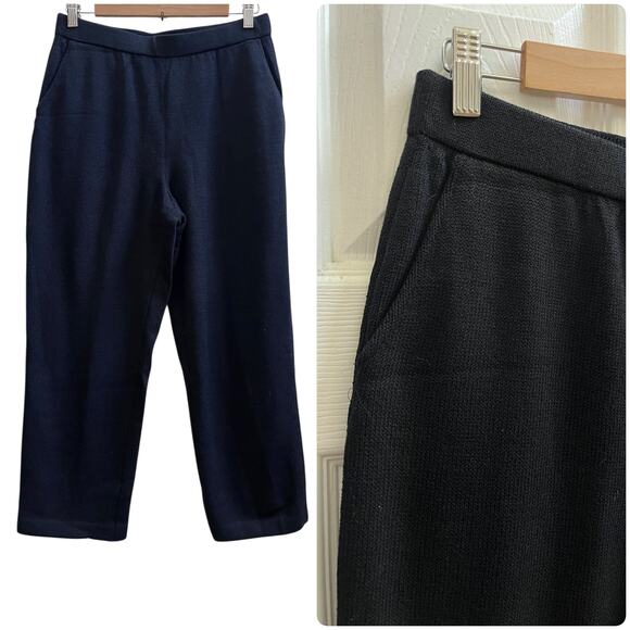 St. John Black Knit Pocket High Rise Slouchy Cropped Pant Size Medium 8 Timeless - Picture 1 of 16